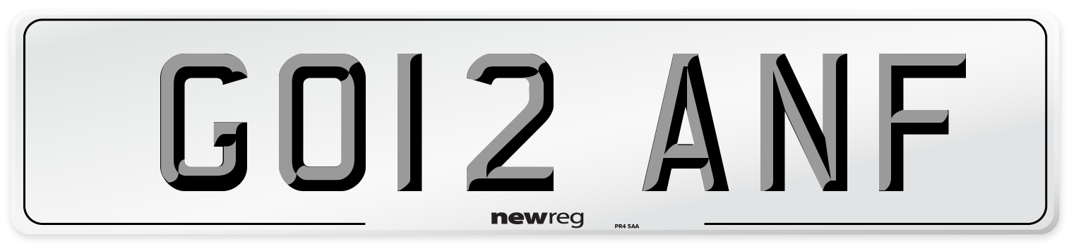 GO12 ANF Number Plate from New Reg